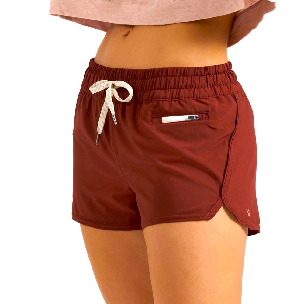 Vuori Clementine Running Shorts Lined Large Brick Burgundy